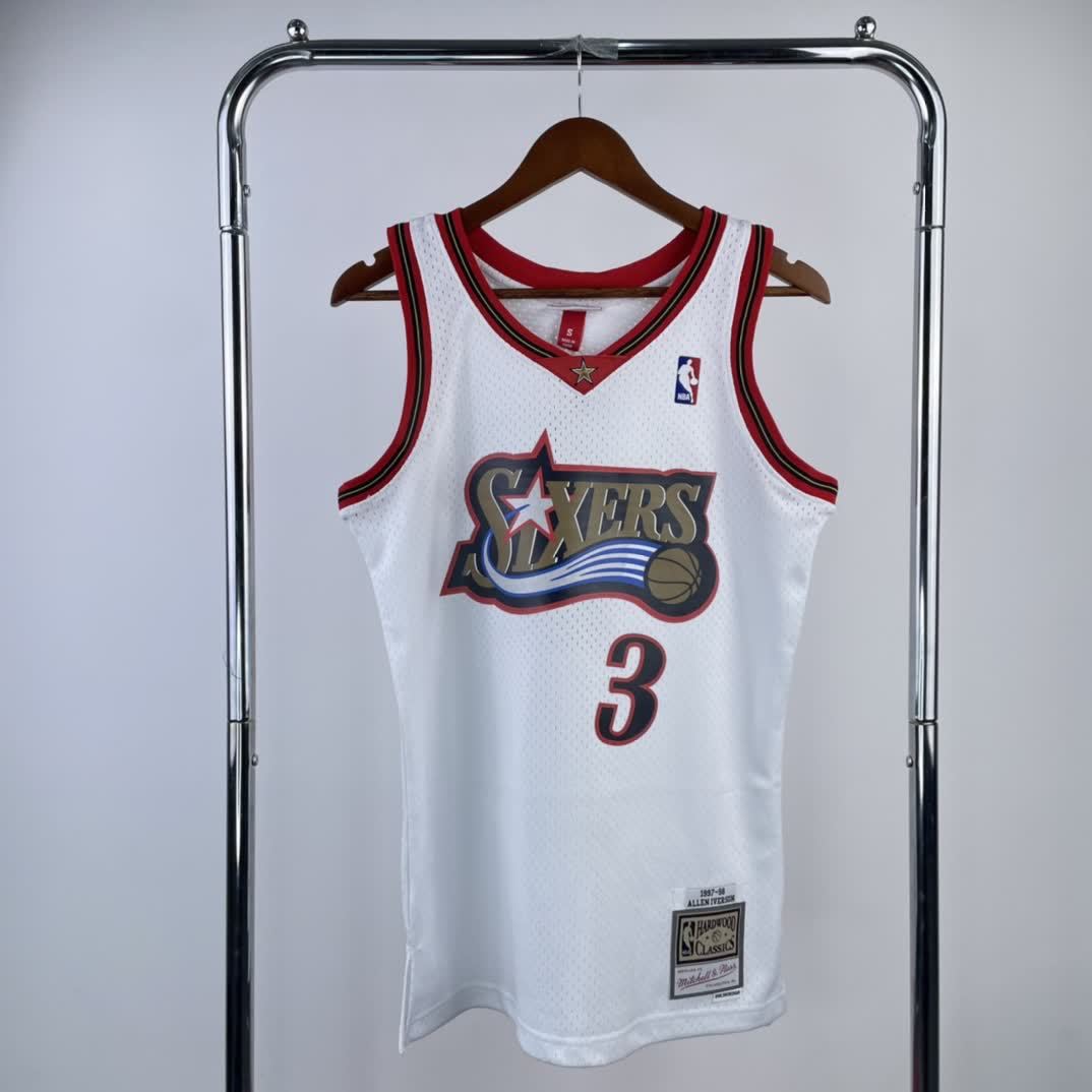 MN Heat Pressed Vintage Jersey: SW 76ers 98 Season White 3 # Everson