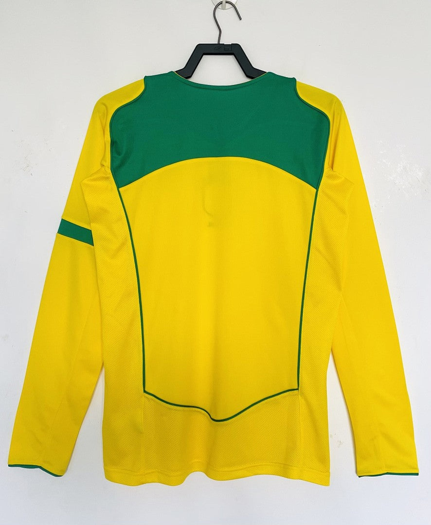 Retro 2004 Brazil home long sleeved Yupoo Soccer Jerseys S-XXL6