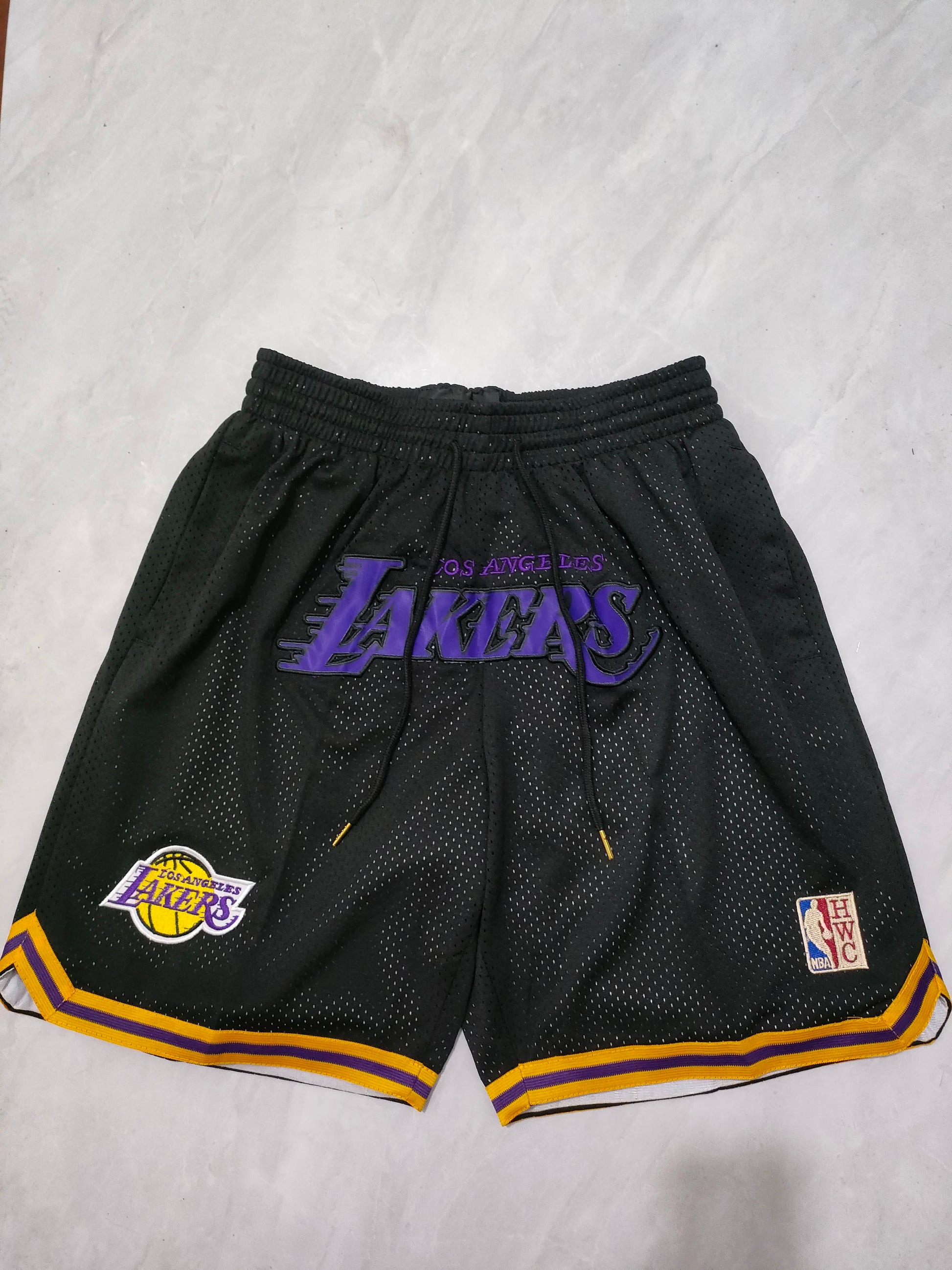 NBA Lakers Black Retro Pocket Shorts S-XXL