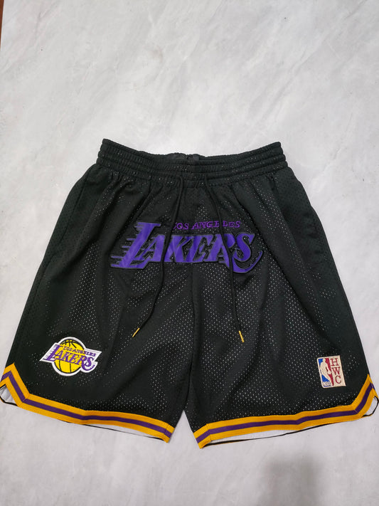 NBA Lakers Black Retro Pocket Shorts S-XXL