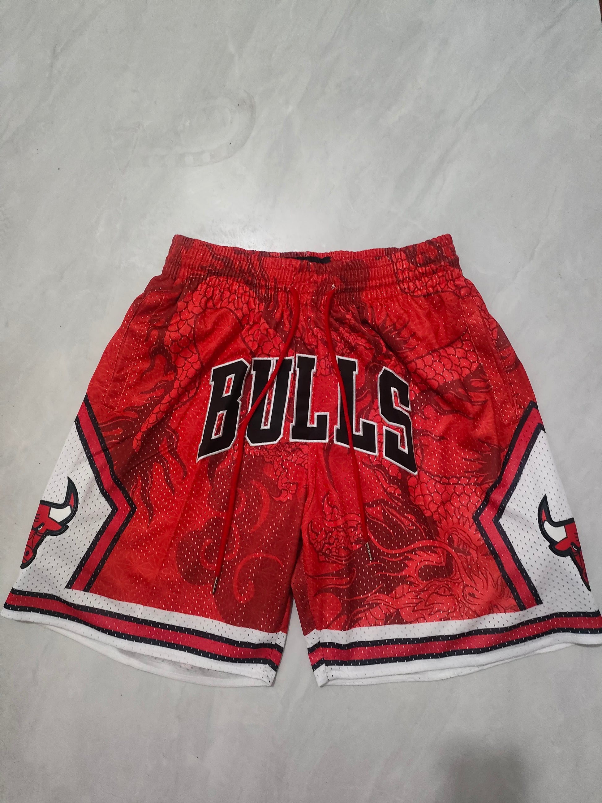NBA the Year of the Loong Bulls Red Pocket Shorts