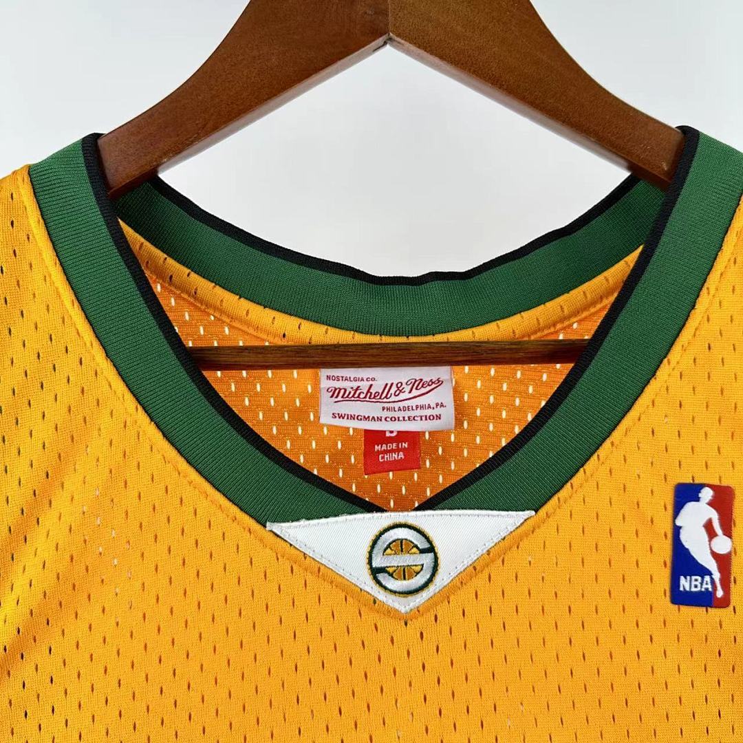 MN retro hot press jersey SW: Heat SuperSonics 07/08 season yellow 35 # Durant NBA Jersey S-XXL7