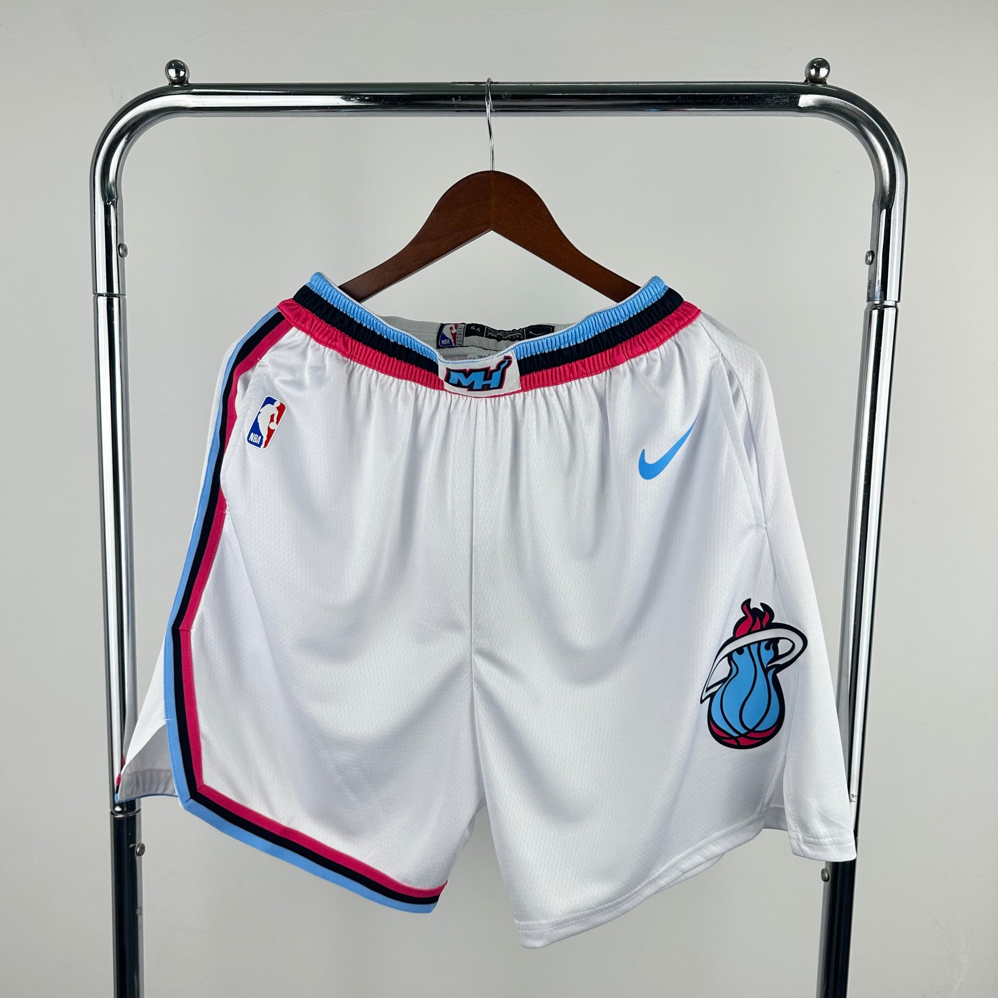 NBA Heat Round Neck White Shorts S-XXL
