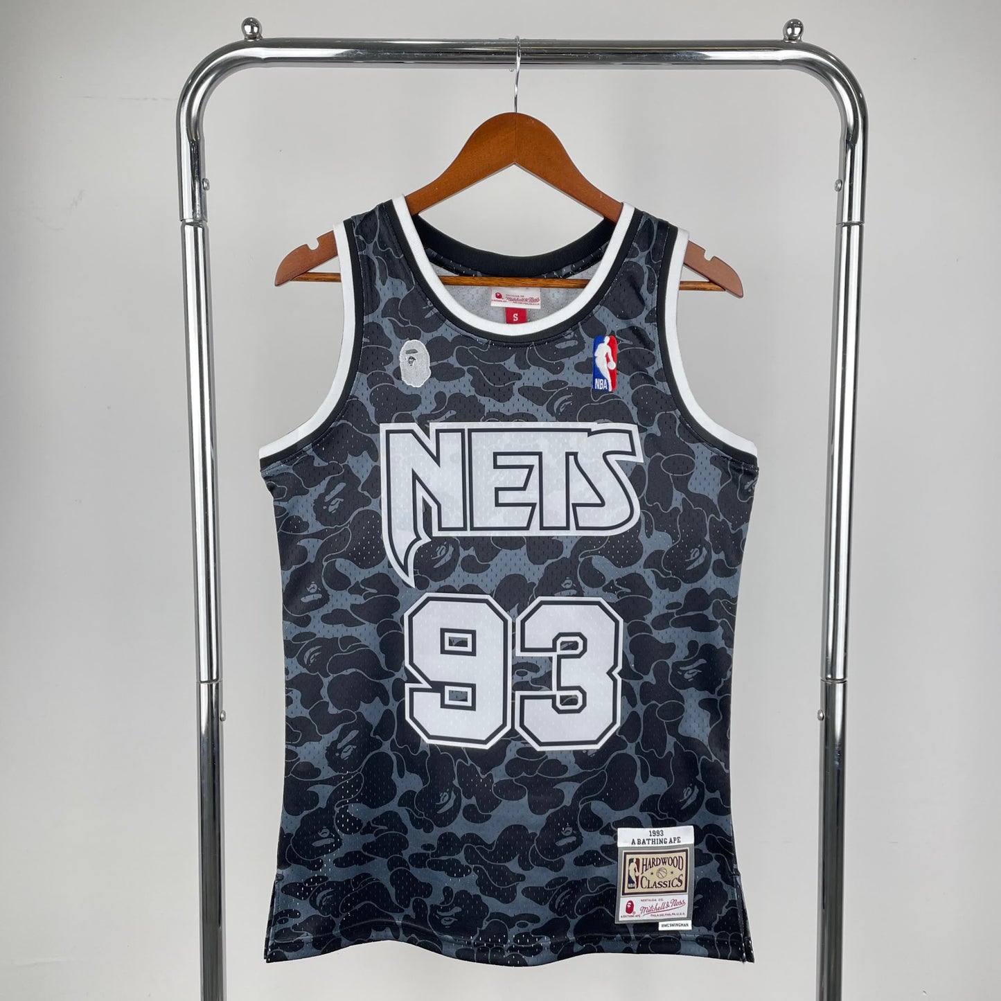 Brooklyn Nets BAPE×M&N 93# Black Hardwood Classics Swingman Jersey
