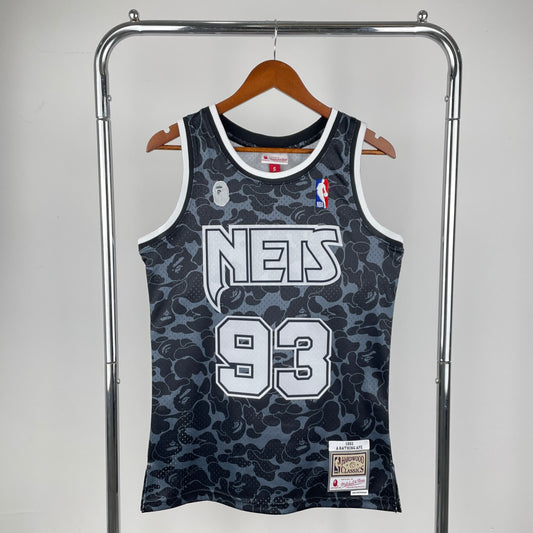 Brooklyn Nets BAPE×M&N 93# Black Hardwood Classics Swingman Jersey