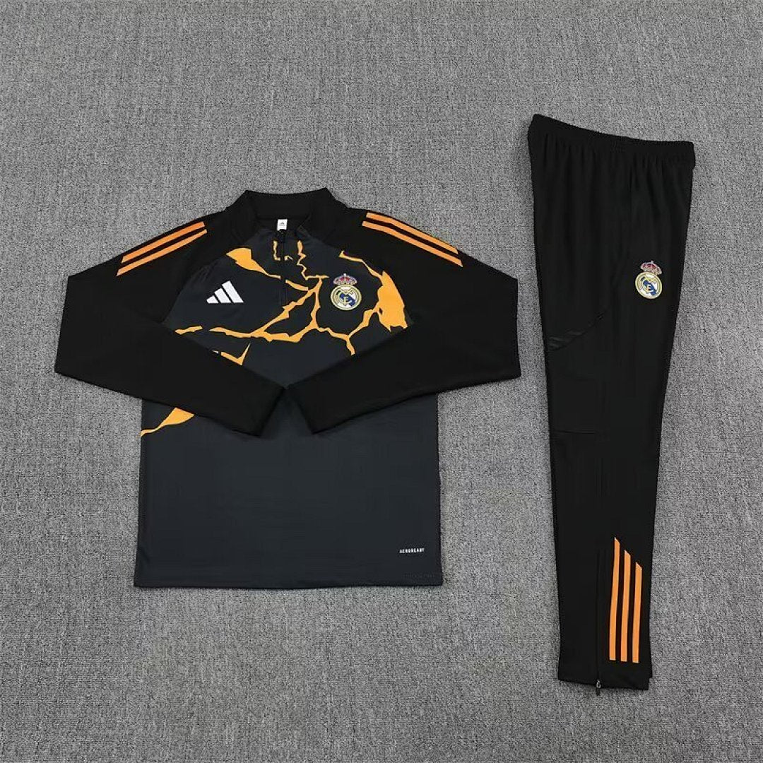 /26 Real Madrid Black Orange Half Pull Training Suit S-XXL7