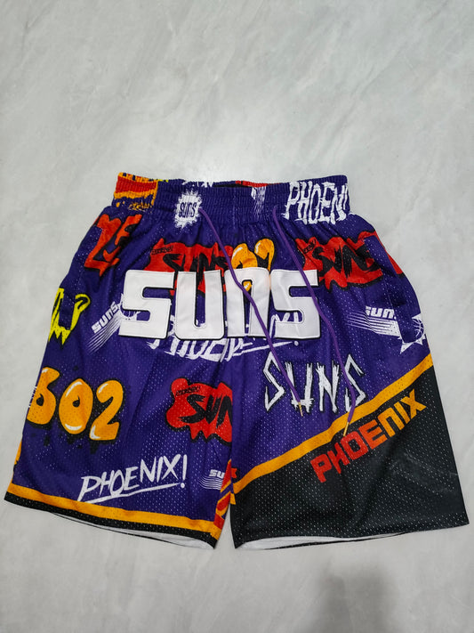 NBA Suns Purple Graffiti Pocket Shorts S-XXL