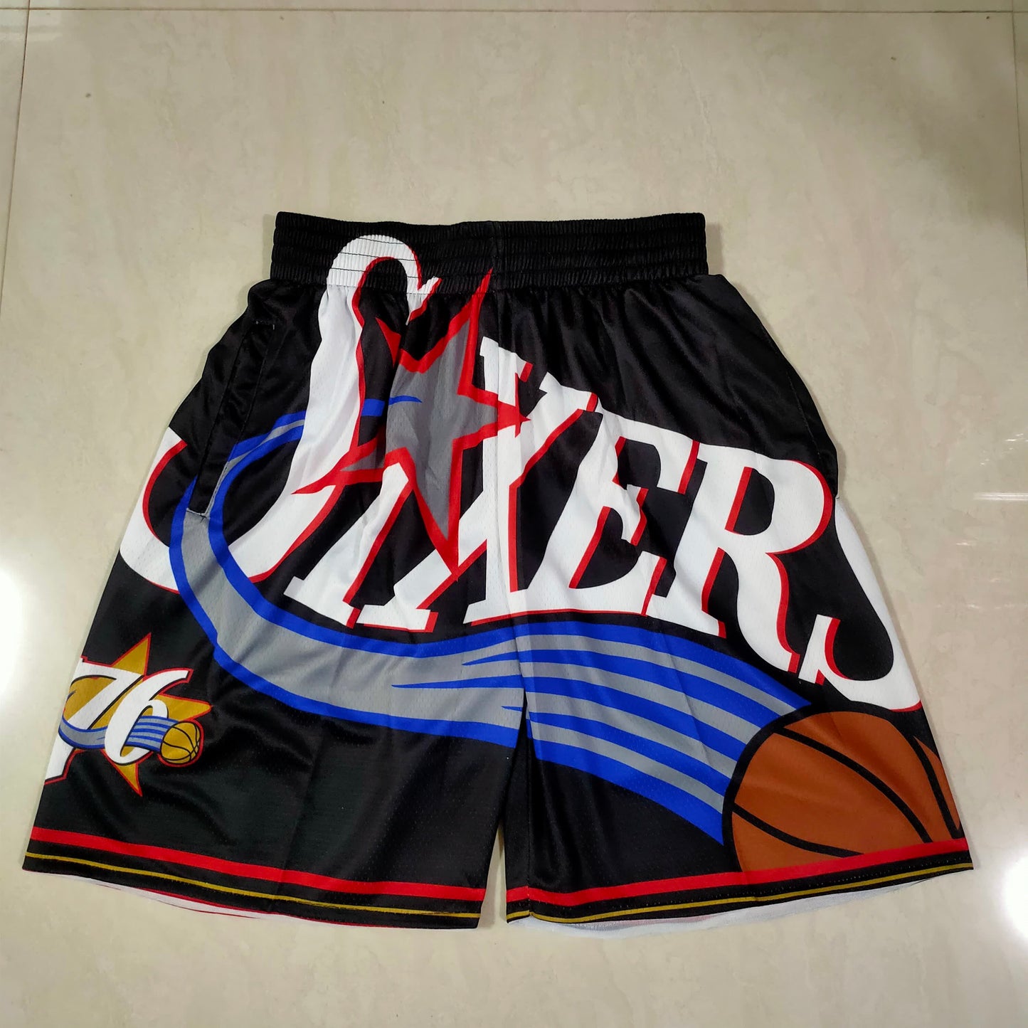 76ers Black Mitchell&NESD Pocket Shorts