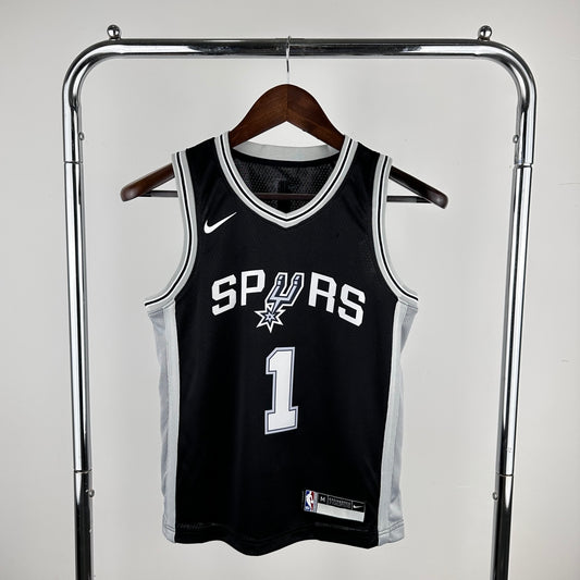 NBA Kids Spurs Black No.1 # WEMBANYAMA