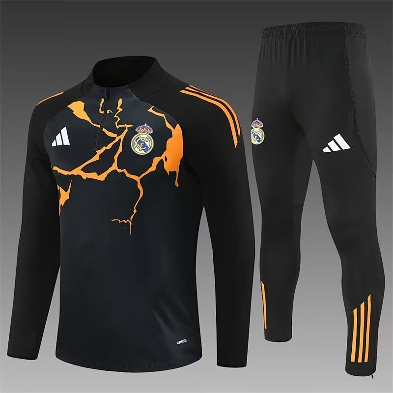 /26 Real Madrid Black Orange Half Pull Training Suit S-XXL7