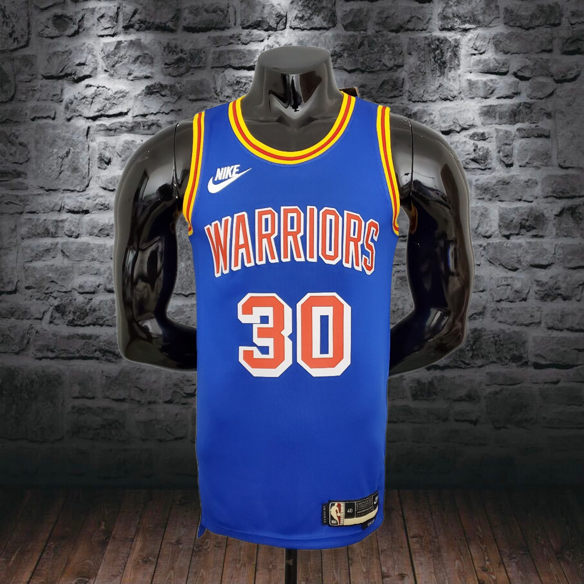 75th Anniversary Curry #30 Warriors Retro Blue NBA Jersey