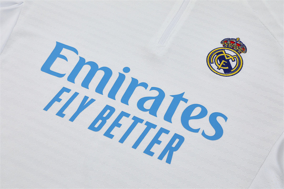 /26 Real Madrid White Match Light Blue Half Pull Training Suit (Adults&amp;Kids)9