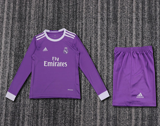 Retro Kids 2016/17 Real Madrid away long sleeved&amp;Size16~287