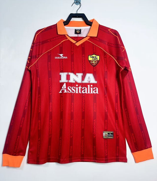 Retro 1999/00 Roma home long sleeved Yupoo Soccer Jerseys S-XXL