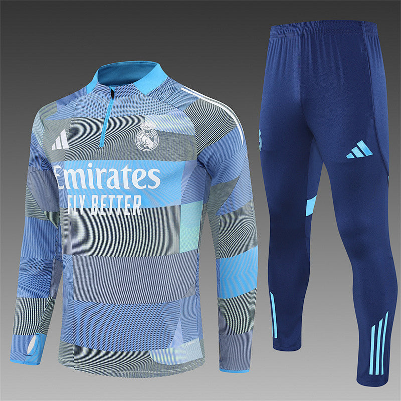 /26 Real Madrid Light Blue Half Pull Training Suit (Adults&amp;Kids)7
