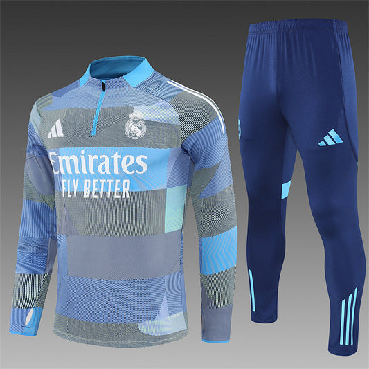 /26 Real Madrid Light Blue Half Pull Training Suit (Adults&amp;Kids)7