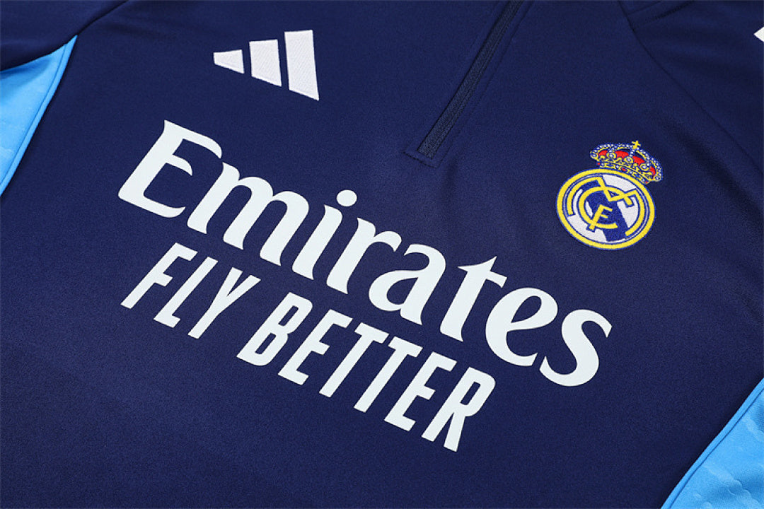 /26 Real Madrid Royal Blue Half Pull Training Suit (Adults&amp;Kids)7