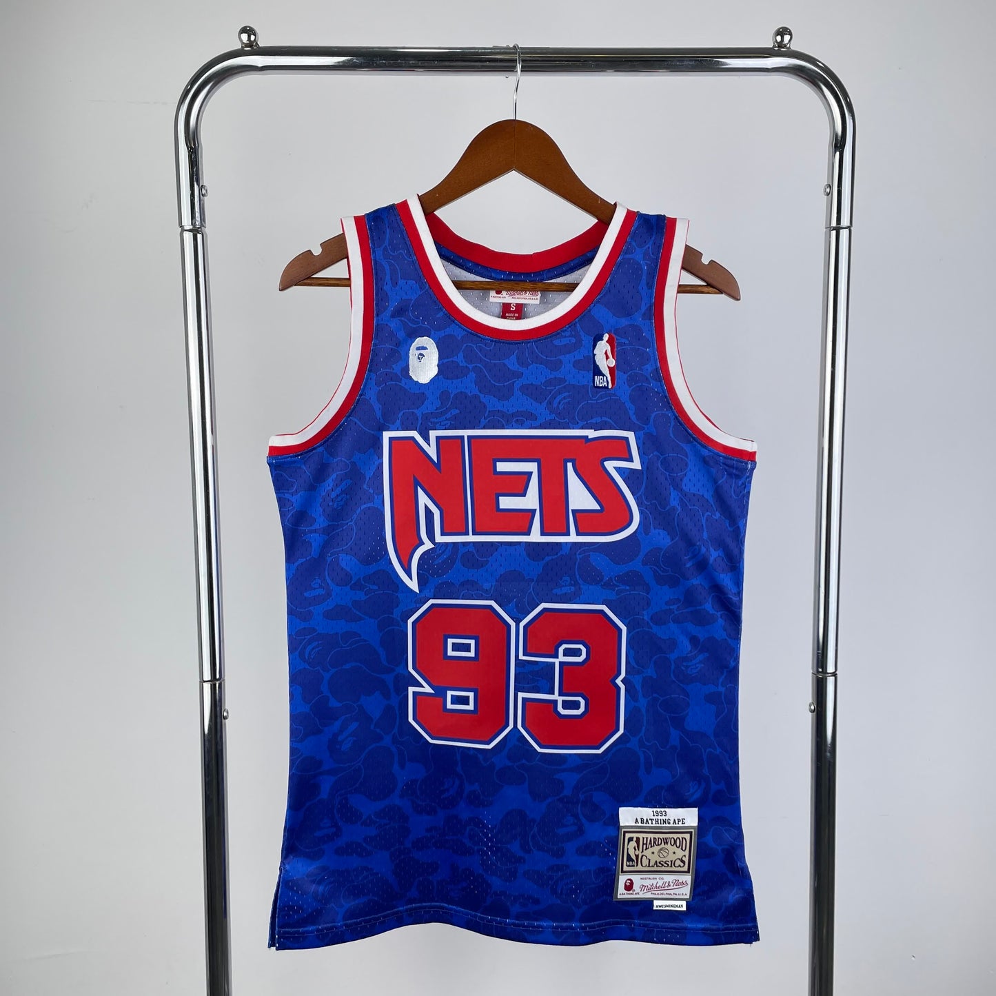 Brooklyn Nets BAPE×M&N 93# Royal Hardwood Classics Swingman Jersey