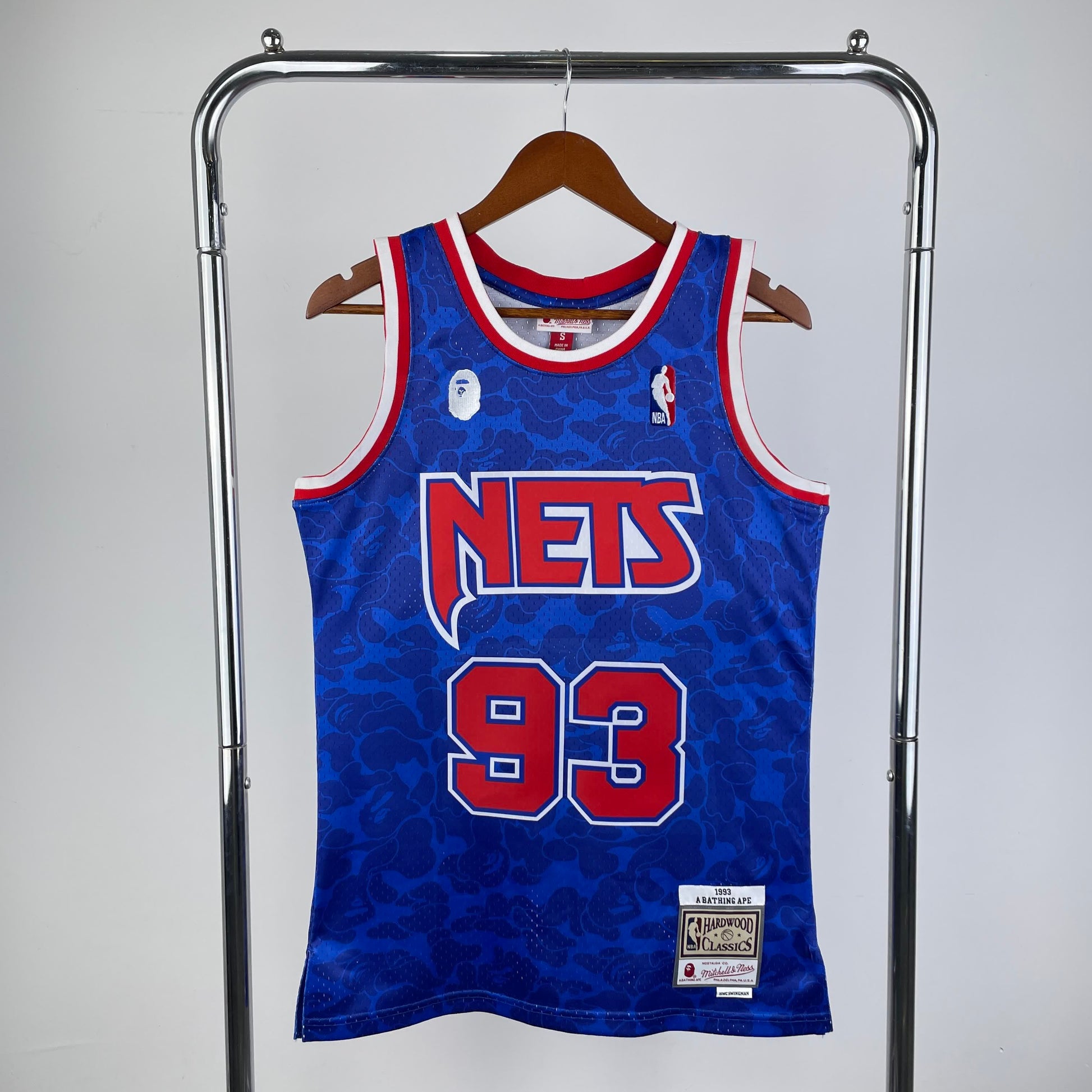 Brooklyn Nets BAPE×M&N 93# Royal Hardwood Classics Swingman Jersey